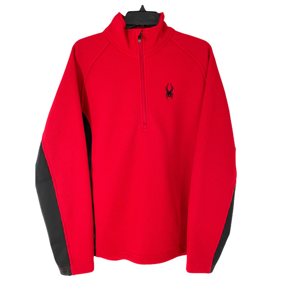SPYDER MENS RED AND BLACK MENS 1/4 ZIP JACKET SZ L - Picture 2 of 9